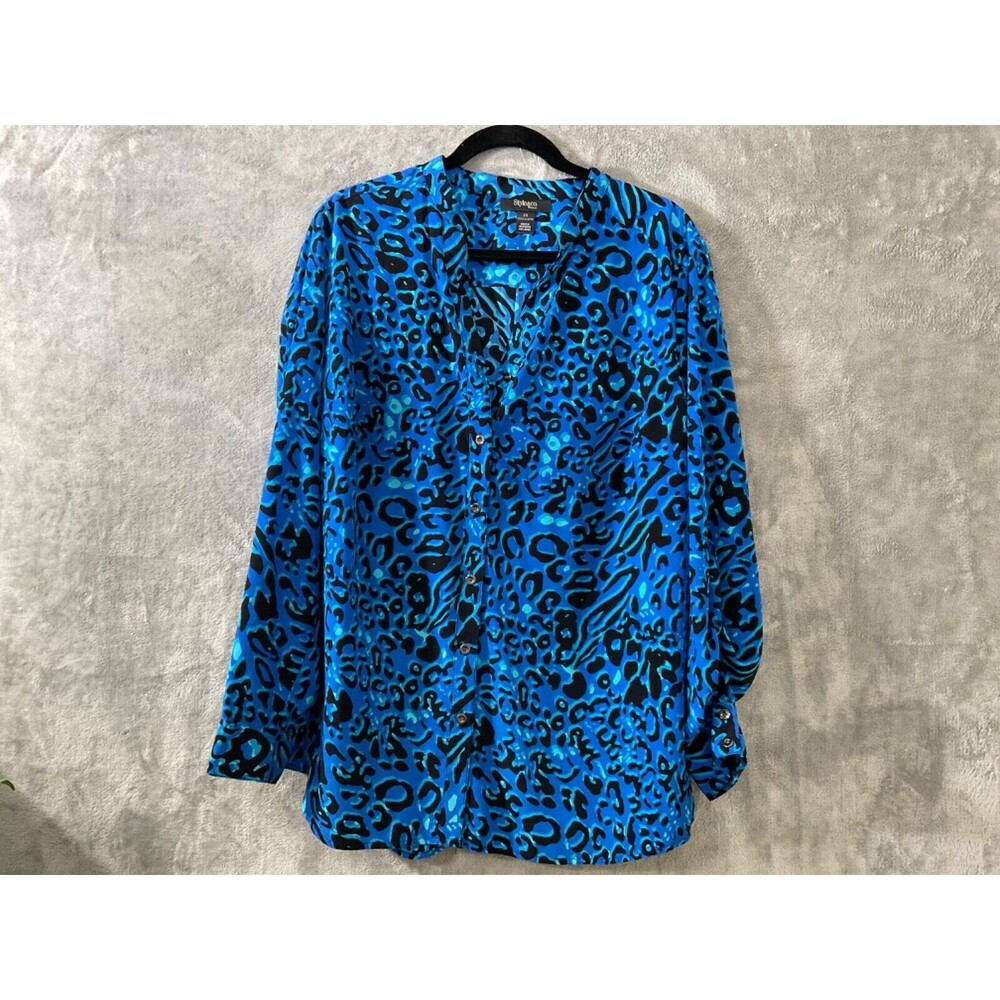 Style & Co. Button Up Shirt Women's Plus Size 2X Long Sleeve Animal Print